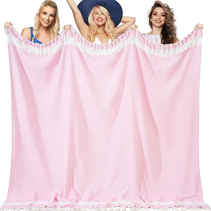 Genovega Oversized Giant Turkish Beach Towel Blanket Extra Large XXL Lightweight Quick Dry Sand Free Boho Throw Pool Cloud Sandrpoof Blankets Women Men Big Jumbo Wide 2 Person Size Dot Pinks