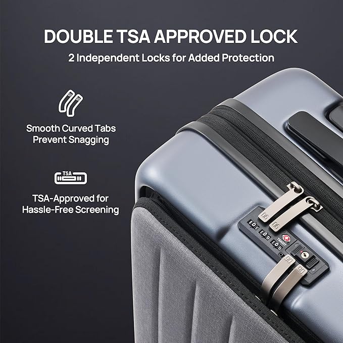 NINETYGO Carry on Luggage 22X14X9 Airline Approved with Front Pocket, 20 Inch Luggage with Front Compartment, Expandable, Double Spinner Wheels, Hardsided PC, TSA Lock (Shadow, Seine Max)