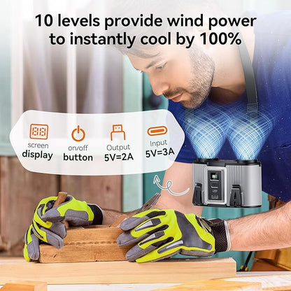 24000mAh Personal Waist Fan, USB Rechargeable Clip The Waist For Working,10 Speed & 40H Cooling and Heatstroke Prevention For Outdoor Travel Camping (Grey, 24000mAh)