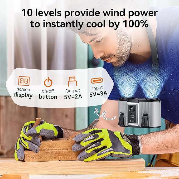 12000mAh Personal Waist Fan, USB Rechargeable Clip The Waist For Working,10 Speed & 23H Cooling and Heatstroke Prevention For Outdoor Travel Camping (gray, 12000mAh)