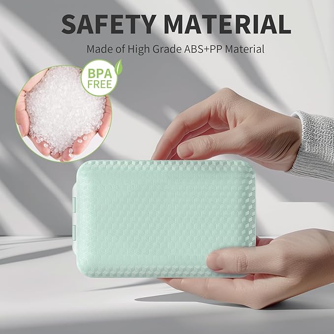 Restree Weekly Pill Organizer, Magnetic Moisture Proof Pill Case, Large Capacity Travel Pill Box with Inner Clear Lid for Vitamins, Supplements, and Daily Medications 8 Compartment (Green)