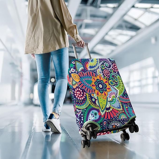 Travel Luggage Cover Suitcase Protector Fits 18-32 Inch Wheel Covers PatternedTravel Related Items Flower Luggage Protector Elastic S