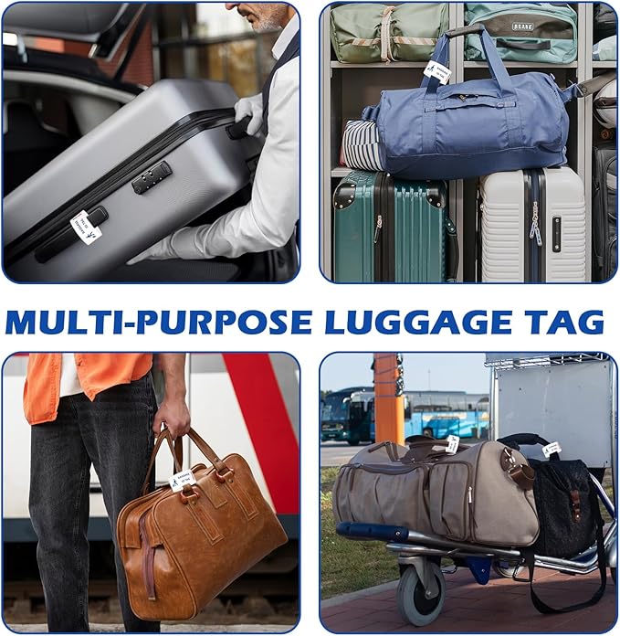 500 Pcs Paper Hotel Luggage ID Tags with Transfer Tape On Back Luggage Tags Bulk White Baggage Claim Check Tags Serial Numbering Claim Ticket Baggage Identification for Suitcase Motel Bag Storage