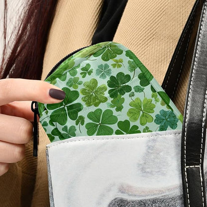 Green Nature St Patrick Clovers Travel Pill Organizer Case Box Container Weekly Portable Vitamin Medicine Holder Storage Bag with Zipper Removable