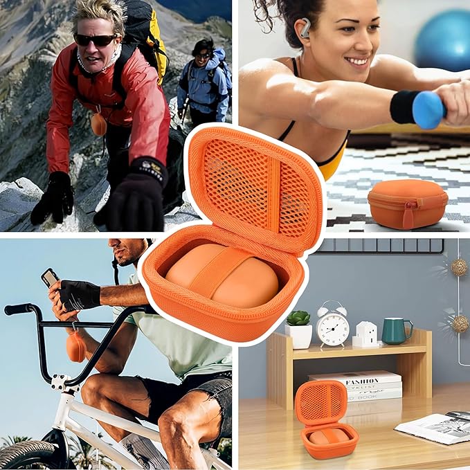 co2CREA Hard Case for Beats Powerbeats Pro 2 with Carabiner Clip, Shockproof Earbuds Storage Box – Protective Travel Cover for Powerbeats Pro 2 Wireless Bluetooth Earbuds (Electric Orange Case)