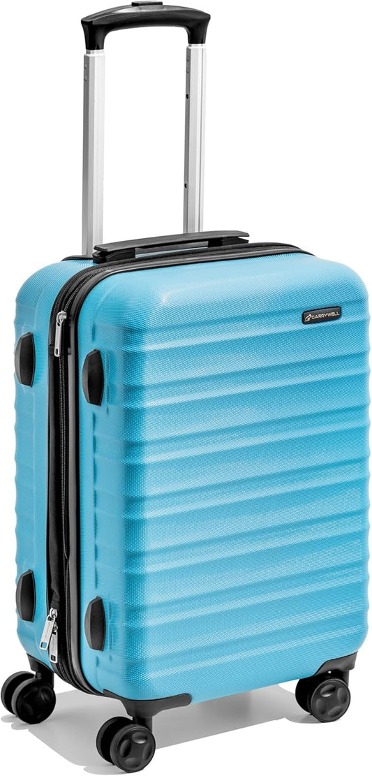 (Not Made In China) Carry-On Luggage Hardside Spinner, 4 Wheels, Lightweight and Expandable 22 Inch Suitcase Rolling Carryon (Blue)
