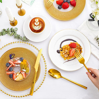 KINGSTONE Gold Silverware Set, 20-Piece Forged Flatware Set Cutlery Set Premium Stainless Steel, Service for 4, for Kitchen, Home, Wedding, Party, Mirror Polished and Dishwasher Safe