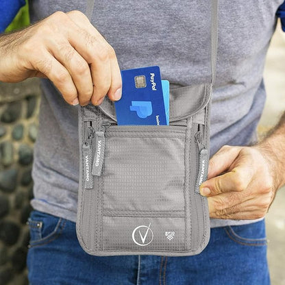 Vantamo Money Belt with RFID For Men & Women, Hidden Passport Holder for Travel, 2 Compartment Travel Fanny Pack for Women Anti Theft