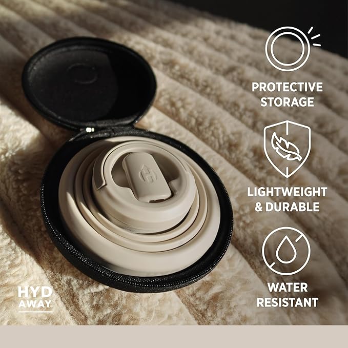HYDAWAY Travel Case for Collapsible Bottles, Bowls & Cups - Protective Storage with Carabiner Clip - Durable, Water-Resistant, TSA-Friendly