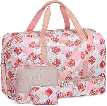 IBFUN Weekender Bags for Women, Travel Duffle Bag with Shoe Compartment Carry on Weekender Overnight Duffel for Weekend Travel Business Trip 3PCS