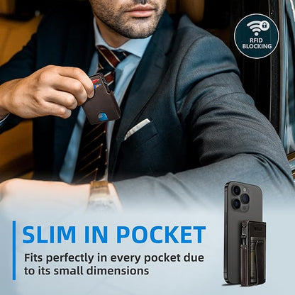 Men Wallet,with Money Clip Coins Pocket ID Window,Slim Front Pocket RFID Blocking Pop-up Card Holder 3.9"x 2.7", Gift Boxed