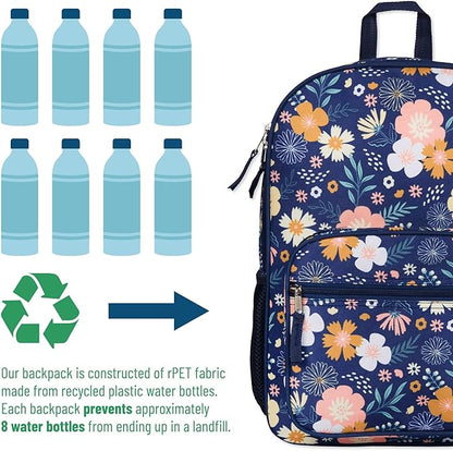 Wildkin ECO rPET Kids Backpack – Recycled, Padded, Adjustable for School & Travel – Wildflower Bloom