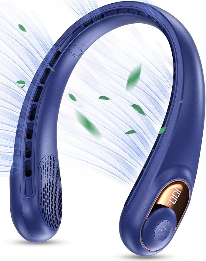 KIDEE Portable Neck Fan, Personal Bladeless Rechargeable, Upgraded 4000mAh Battery & 360° Surrounding Air Outlet, Increase Air Volume, Ultra Quiet, Long Use Time Wearable Fan for Home Travel