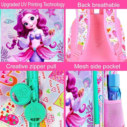 WZLVO 3PCS Kids Backpack for Girls, Unicorn Dinosaur Animal Prechool Elementary Kindergarten School Bookbag with Lunch Box