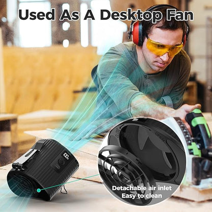 KITWLEMEN Portable Waist Fan - Personal Clip on Belt Fan, 5 Speeds 20H Cooling, Rechargeable Battery Operated, Wearable with Lanyard for Camping, Travel, Jobsite (Black)