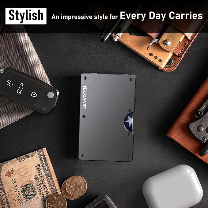 Minimalist Wallet for Men, Metal Wallet with Money Clip, Slim Compact Wallet, RFID Blocking Card Holder, Metal Aluminum Credit Card Holder, Holds up to 20 Cards
