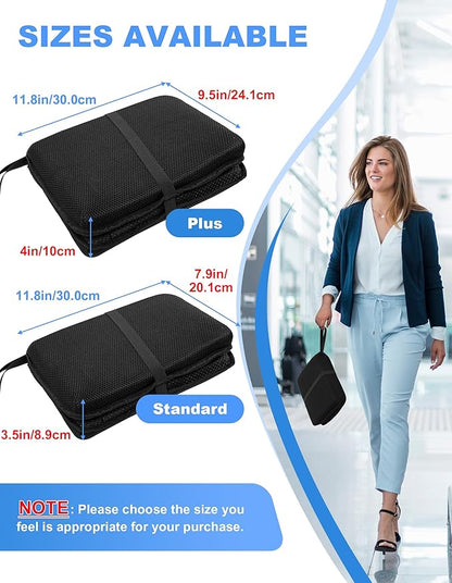Airplane Seat Cushion Portable Travel Cushion for Comfort Foldable Stadium Pad with Breathable Fabric Seat Pad Perfect for Long Flights, Office, Bleacher, Camping