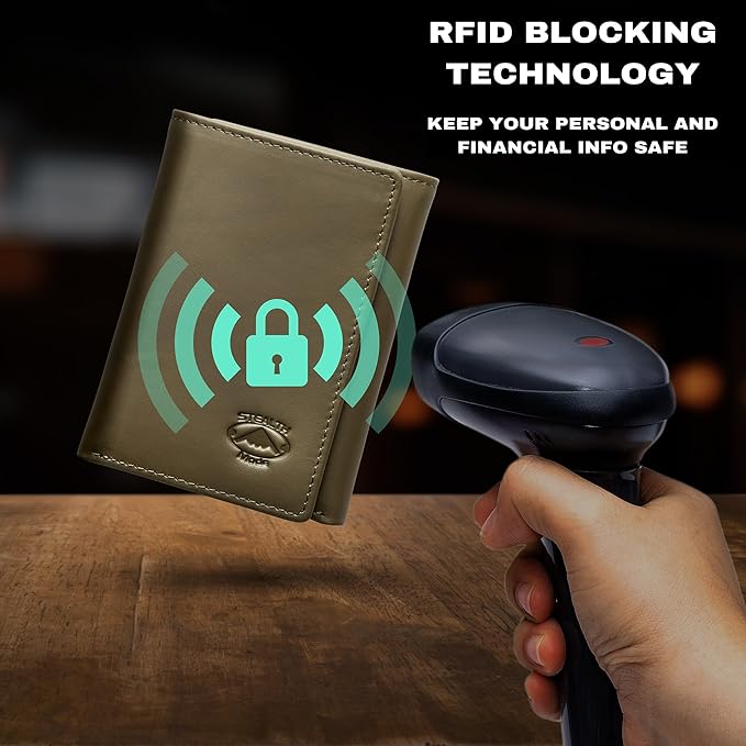Stealth Mode Leather Trifold RFID Wallet For Men With Flip Out ID Holder (Camo)
