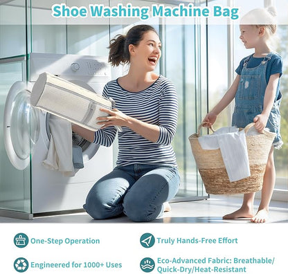 Shoe Washing Machine Bag: 2 pcs Shoe Bag for Washing Machine and dryer - Durable Zipper - 360° Deep Clean - Reusable laundry Bag for Sneaker/Slippers/Tennis/Runing Shoes & Insole(White)
