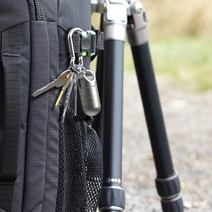 Small Pill Holder Keychain, JEINAPA Titanium Waterproof Mini Portable Pocket Pill Case Travel Pill Container, Nitroglycerin Tiny Metal Pill Box Pill Organizer for Outdoor Camping (Large, Style 3)