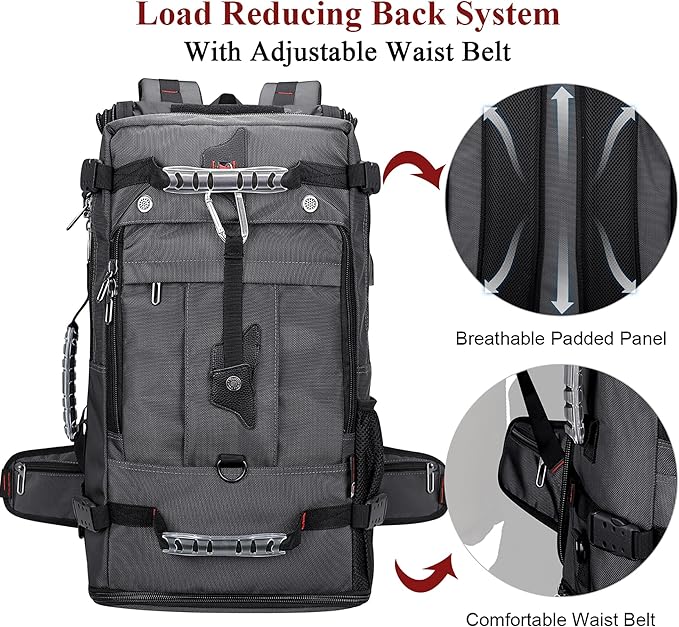 WITZMAN Travel Backpack for Men Convertible Duffle Luggage Bag fit 18 Inch Laptop Carry On Bags for Airplane (B681 Silvery Grey New)