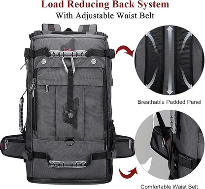 WITZMAN Travel Backpack for Men Convertible Duffle Luggage Bag fit 18 Inch Laptop Carry On Bags for Airplane (B681 Silvery Grey New)