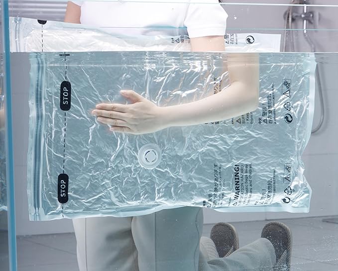 NeatNest 6 Pack Vacuum Storage Bags – 3 Small & 3 Medium, Flat Space Saver Bags for Clothes, Towels, Sweaters, Dual Compression (Vacuum or Hand Press), Airtight & Reusable