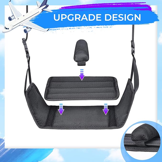 No Collapse Airplane Foot Hammock, Foldable Bamboo Base Foot Hammock for Plane Travel with Interval Sponge, Portable Desk Foot Hammock, Airplane Travel Essentials