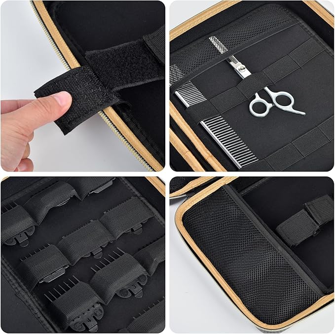 Boobowl Hard Travel Case for Hair Clippers, Hair Cutting Barber Supplies Organizer Bag, Trimmer Storage Holder for Ufree/for Wahl/for Andis Men Razor Guard Grooming Kits -Dark Black