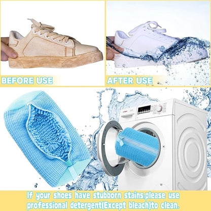 2PCS Shoe Washing Machine Bgs,Laundry Shoe Bags for Washer and Dryer, Reusable and Durable Zipper Sneaker Shoe Washing Bag, Tennis Shoe Cleaning Bag for All Shoe Types (Blue)
