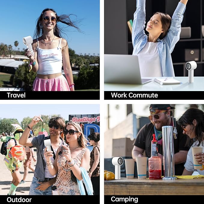 JISULIFE Portable Handheld Fan, 4000mAh Rechargeable Mini,Up to 22 Hours Cooling,5 Speed Strong Wind, Handheld Personal Fan for Travel Outdoor Camping Beach Makeup（Gray）