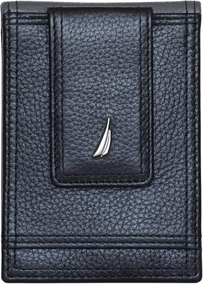 Nautica Men's Slim Wallet | Card Case | RFID Blocking | ID Window | Minimalist | Lightweight | Genuine Leather