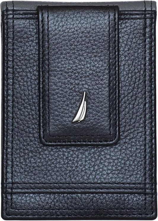 Nautica Men's Slim Wallet | Card Case | RFID Blocking | ID Window | Minimalist | Lightweight | Genuine Leather