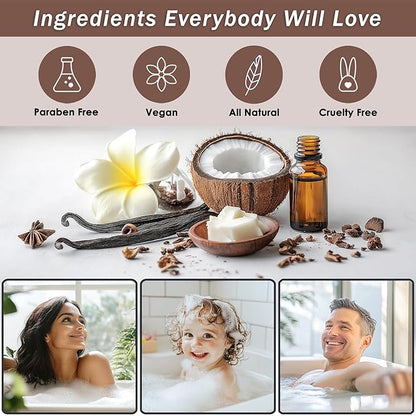 Spa Gift Baskets For Women - Luxury Bath Set With Coconut & Vanilla - Spa Kit Includes Body Wash, Bubble Bath, Lotion, Bath Salts, Body Scrub, Body Spray, Shower Puff, and Towel