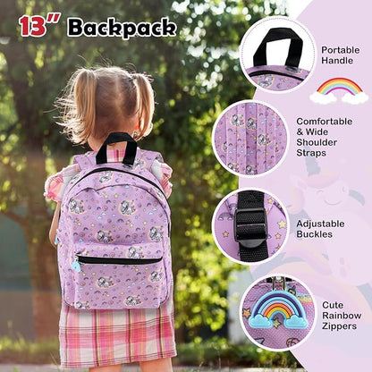 KOTEK Kids Luggage, 5 Piece Suitcase Set, 16” Hardside Spinner Luggage with Wheels, Toddler Carry on Luggage Airline Approved, Travel Rolling Suitcase for Boys Girls (Pink Owl)