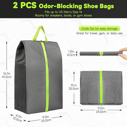 2 Pack Large Soccer Cleat Bag, Odor-Absorbing Lightweight Track Shoe Organizer for Travel, Gym & Sports | Smell-Proof Storage with Active Carbon Fabric (Spikes, Golf, Tennis，Bowling)