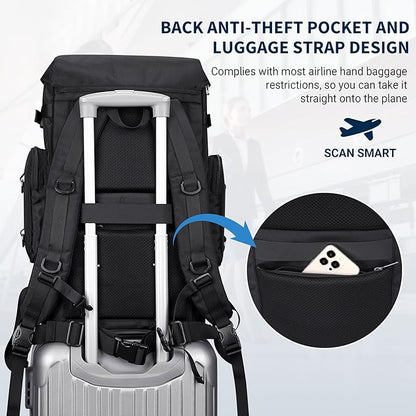 WITZMAN Travel Backpack for Men Women Carry on Bags for Airline Approved Convertible Duffle Luggage Backpack Shoe Compartment (B691 Black)