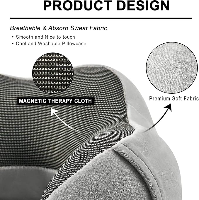 Airplane Travel Neck Pillow, 100% Memory Foam Ergonomic Neck Support, Airplanes Neck Pillow with Washable Cover Travel Essential for Flight, Office includes Eye Masks, Earplugs & Carry Bag (Dark Gray)
