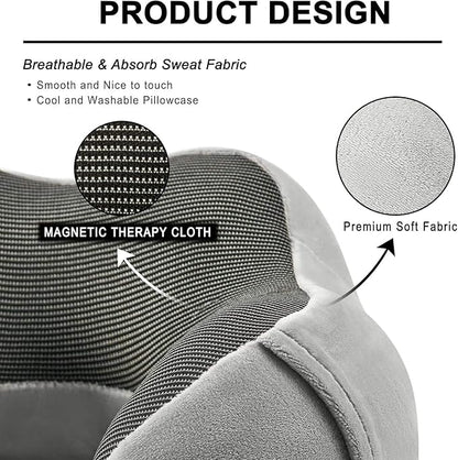Airplane Travel Neck Pillow, 100% Memory Foam Ergonomic Neck Support, Airplanes Neck Pillow with Washable Cover Travel Essential for Flight, Office includes Eye Masks, Earplugs & Carry Bag (Dark Gray)