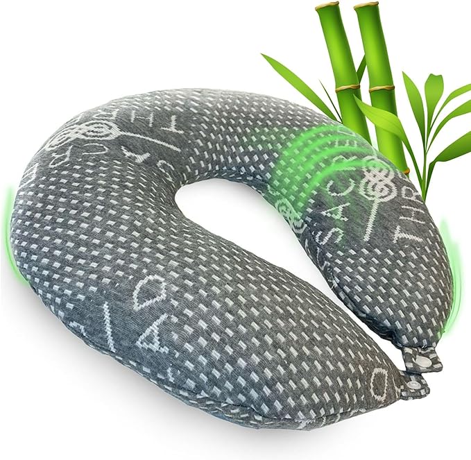 Sacred Thread Rayon Derived from Bamboo Travel Neck Pillow for Airplanes, Memory Foam for Airplane, Ergonomic Design Neck Rest, Travel Pillow for Sleeping