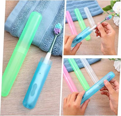 50 Pcs Plastic Travel Toothbrush Case Holder, 4 Colors Portable Breathable Toothpaste Cover Protector for Travel Camping Home School Business