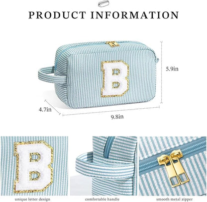 YOOLIFE Initial Makeup Bag - Personalized Monogram Cute Makeup Bags, Girls Toiletry Bag Pouch, Make Up Case for Women Her Best Friend Friendship Sister Teacher, Birthday Gifts for Women P