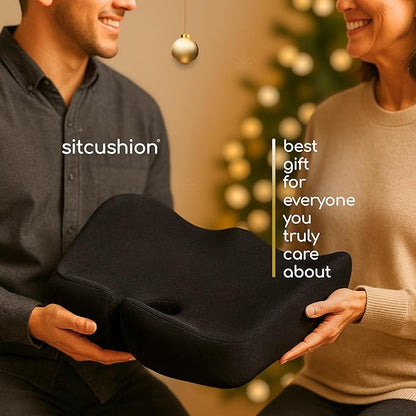 Extra Large Memory Foam Seat Cushions for Office Chairs, Pressure Relief Seat Cushion for Tailbone Pain Relief, Sciatica & Back Pain, Ergonomic Office Chair Cushion for Long Sitting & Driving (Black)