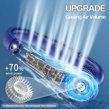 KIDEE Portable Neck Fan, Personal Bladeless Rechargeable, Upgraded 4000mAh Battery & 360° Surrounding Air Outlet, Increase Air Volume, Ultra Quiet, Long Use Time Wearable Fan for Home Travel