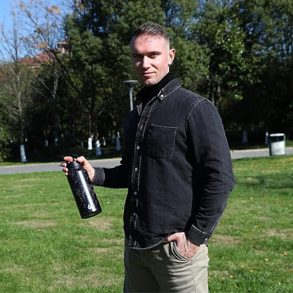 BJPKPK Insulated Water Bottles with Straw Lid, 32oz Metal Large Water Bottle with 3 Lids, Reusable Leak Proof BPA Free Thermo, Stainless Steel Tumblers for Sports, Gym, Travel-Army Green