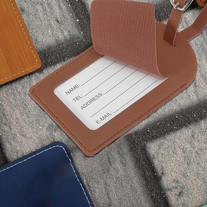 PATIKIL Leather Luggage Tag, 50 Pcs Luggage Tags Pu Bag Tags for Suitcases Airplane Travel Essentials, Brown