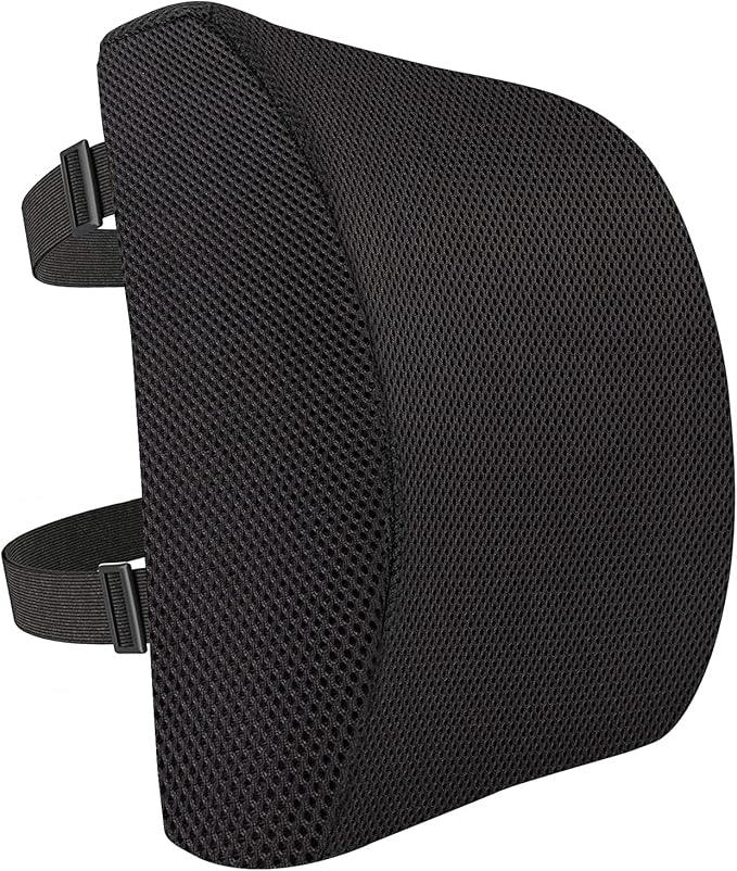 Amazon Basics Comfortable Seat Cushion & Lumbar Support for Office Chairs, Memory Foam, Black