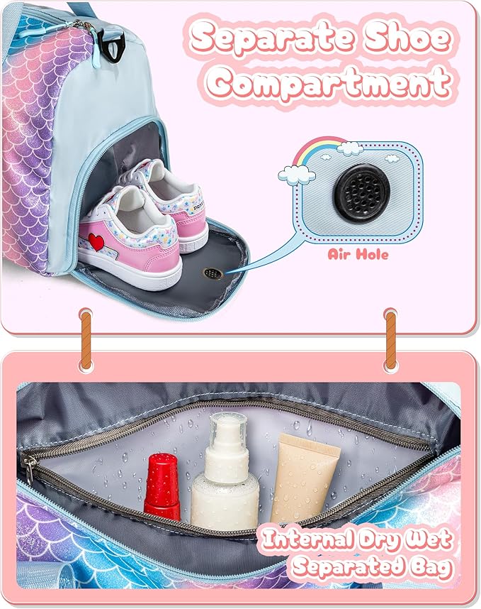 Daughter Birthday Gifts-Girl Gym Bag with Shoe Compartment, Kid Personalized Weekender Overnight Bags, Initial Travel Tote with Makeup Pouch, Graduation Gift for Girls (Letter Y)