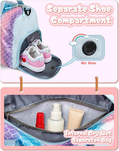 Daughter Birthday Gifts-Girl Gym Bag with Shoe Compartment, Kid Personalized Weekender Overnight Bags, Initial Travel Tote with Makeup Pouch, Graduation Gift for Girls (Letter Y)