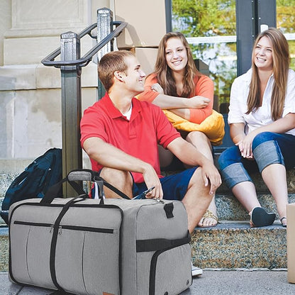 120L Travel Duffle Bag for Men, Large Foldable Duffel Bag for Travel with Shoe Compartment Overnight Weekender Bag Gym Bag for Men Women Waterproof & Tear Resistant (Gray, 120L)